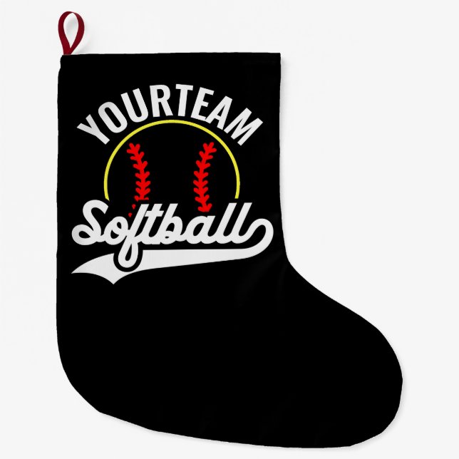 Softball Team Player ADD NAME Personalisierte Liga Großer Weihnachtsstrumpf (Vorderseite)