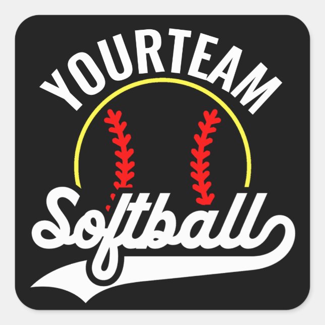 Softball Team Player ADD NAME Personalisierte Liga Quadratischer Aufkleber (Vorderseite)
