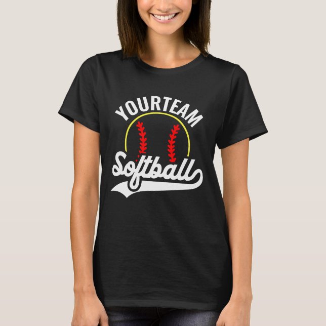 Softball Team Player ADD NAME Personalisierte Liga T-Shirt (Vorderseite)
