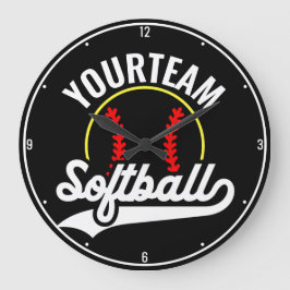Softball Team Player ADD NAME Personalized League Große Wanduhr