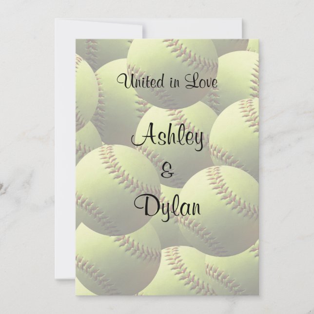 Softball trägt Hochzeits-Thema-Hochzeit zur Schau Einladung (Vorderseite)