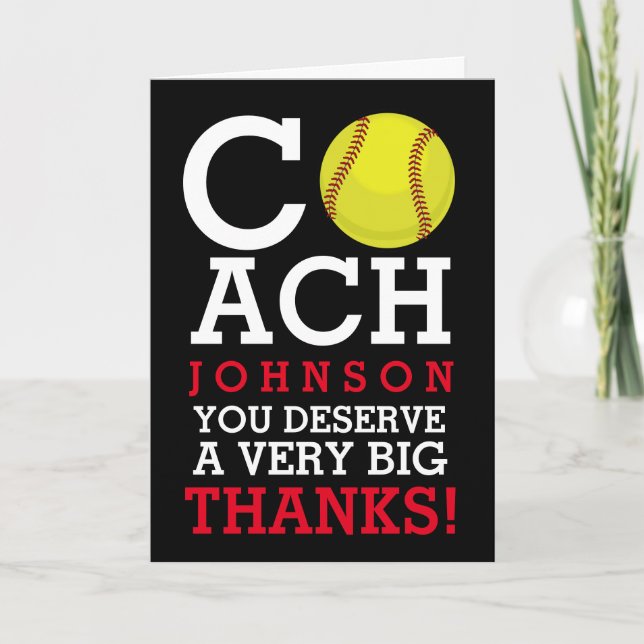 Softball-Trainer-individueller Name danken Ihnen Dankeskarte (Vorderseite)