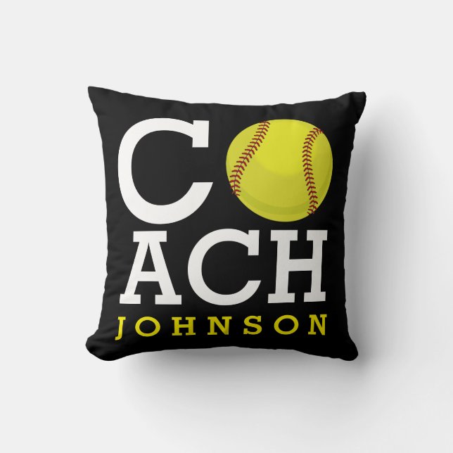 Softball-Trainer-individueller Name Kissen (Vorderseite)