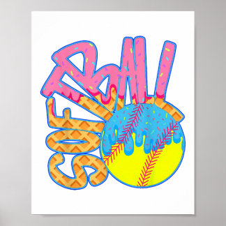 Softball-Tropfen für Boys Ice Cream Tropfen Jugend Poster