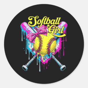 Softball Tropfen Girl's Ice Tropfen Jugend-Filmfes Runder Aufkleber