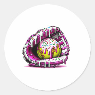 Softball Tropfen Ice Cream Sprinkles Softball Hand Runder Aufkleber
