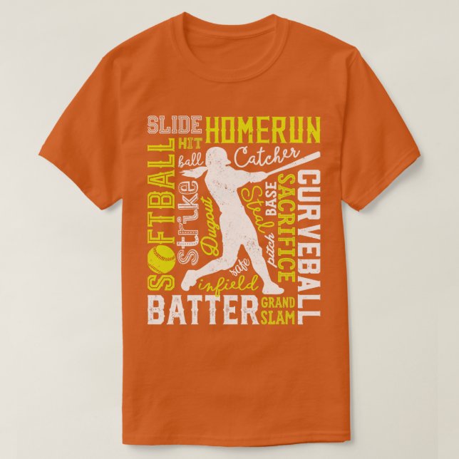 Softball Typografy Softball für Männer Frauen Boys T-Shirt (Design vorne)