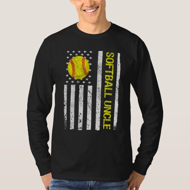Softball Uncle American USA Flag T-Shirt (Vorderseite)