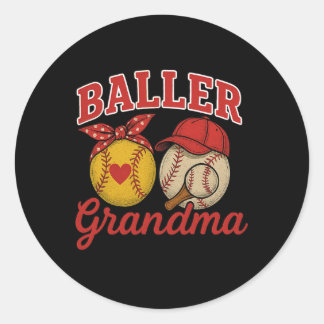 Softball und Baseball Lover Oma Perfect Mother Runder Aufkleber