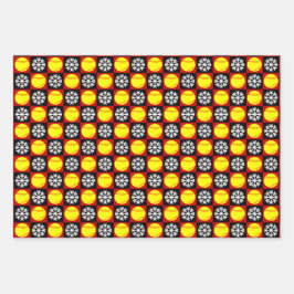 Softball und Snowflake Rot und Schwarz Weihnachten Geschenkpapier Set