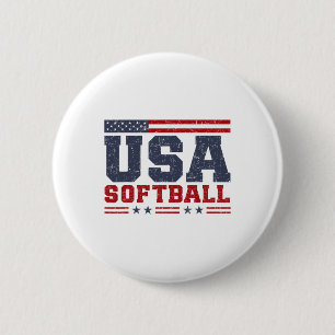Softball USA Amerikanische Flagge Frauen Männer Pa Button