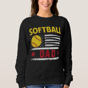 Softball Vater American Flag Softball Vater Father Sweatshirt