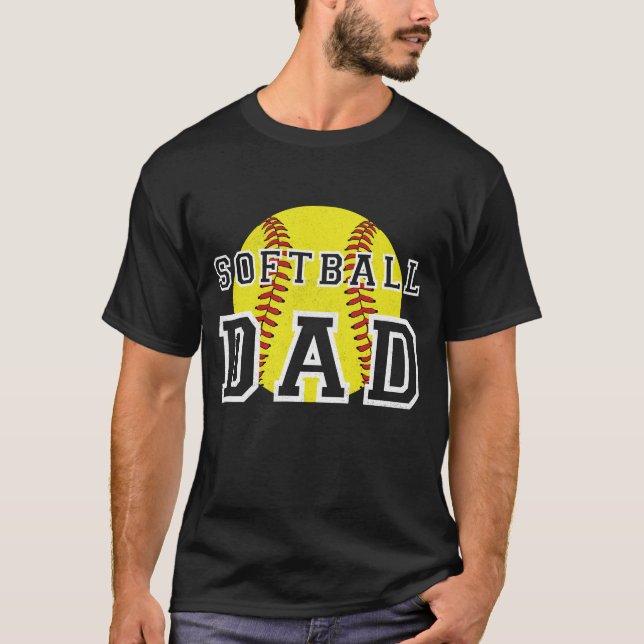 Softball Vater Daddy Vatertag T-Shirt (Vorderseite)