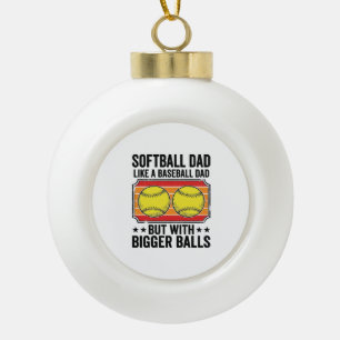 Softball-Vater Größere Bälle Vintage-Gravur-Shirt_ Keramik Kugel-Ornament