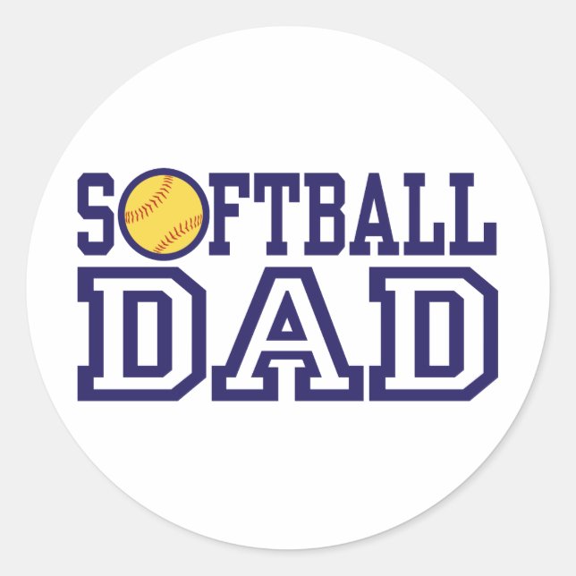 Softball-Vater Runder Aufkleber (Vorderseite)