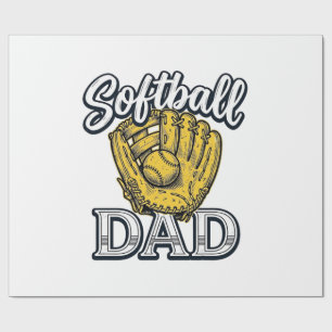 Softball-Vater Vintage-Handschuh-Shirt-Design_1 Geschenkpapier