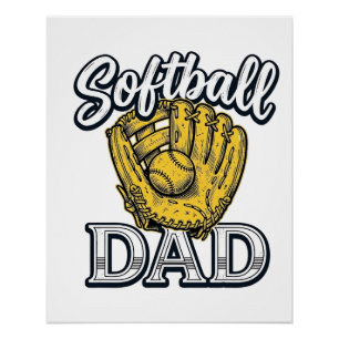 Softball-Vater Vintage-Handschuh-Shirt-Design_1 Poster
