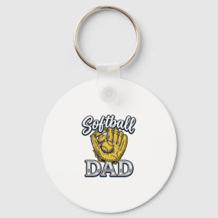 Softball-Vater Vintage-Handschuh-Shirt-Design_1 Schlüsselanhänger