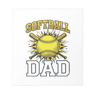 Softball-Vater Vintage-Schriftzug-Shirt-Design_1 Notizblock