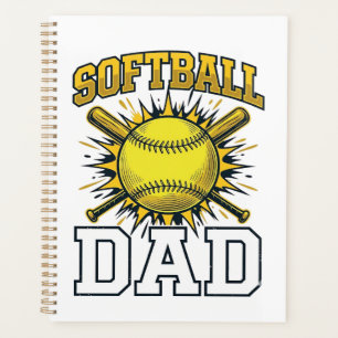 Softball-Vater Vintage-Schriftzug-Shirt-Design_1 Planer