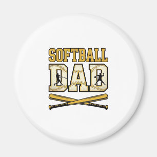 Softball-Vater Vintage-Stich Bat Grafik_1 Magnet