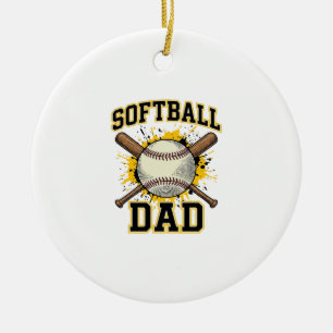 Softball-Vater Vintage-Varsity-überkreuzte-Schläge Keramik Ornament