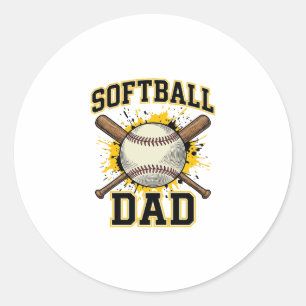 Softball-Vater Vintage-Varsity-überkreuzte-Schläge Runder Aufkleber