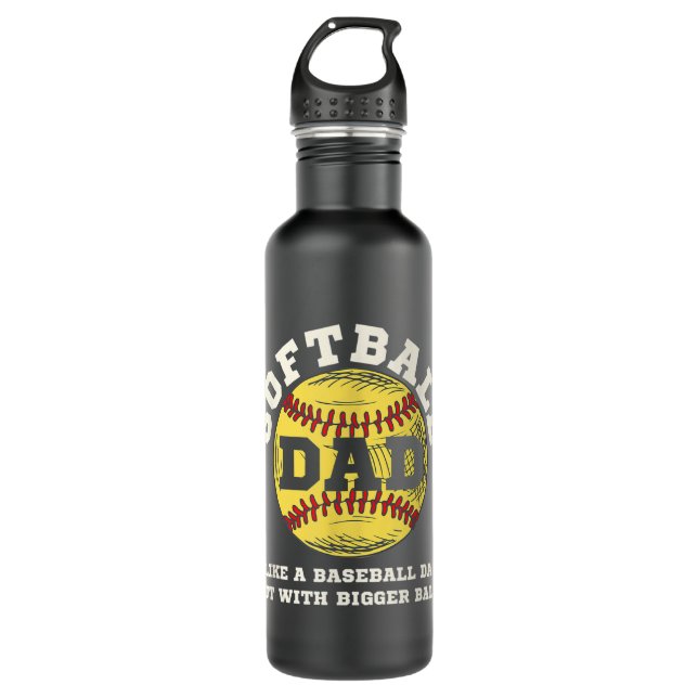 Softball-Vater wie ein Baseball, aber mit größeren Edelstahlflasche (Vorderseite)
