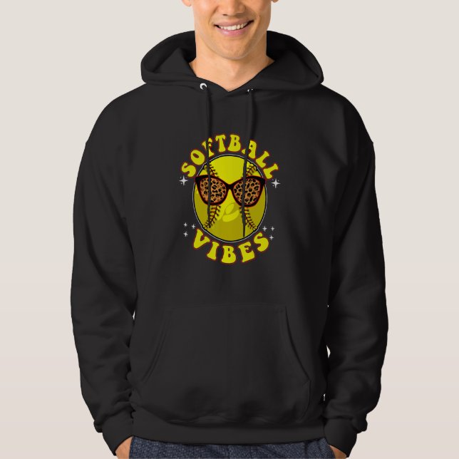 Softball Vibes Leopard Sunglasses Sport Player Lov Hoodie (Vorderseite)
