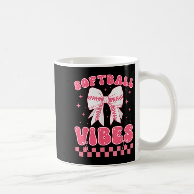 Softball Vibes Softball Couqette Groovy Softball G Kaffeetasse (Rechts)