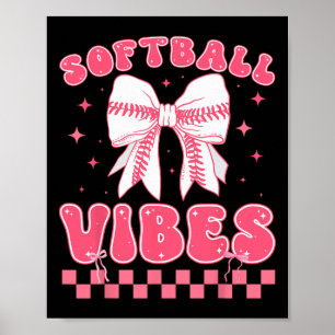 Softball Vibes Softball Kokette Groovy Softball G Poster