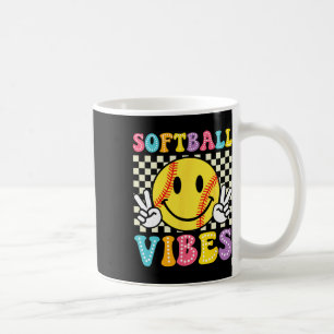 Softball Vibes Softball Retro Groovy Spieltag Mädc Kaffeetasse