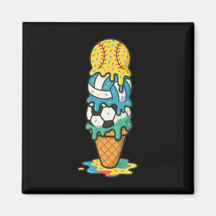 Softball Volleyball Fußball Eiscreme-Tropfen Somme Magnet