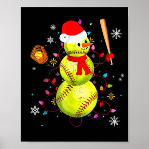 Softball Weihnachten Lustiger Softball Schneemann  Poster