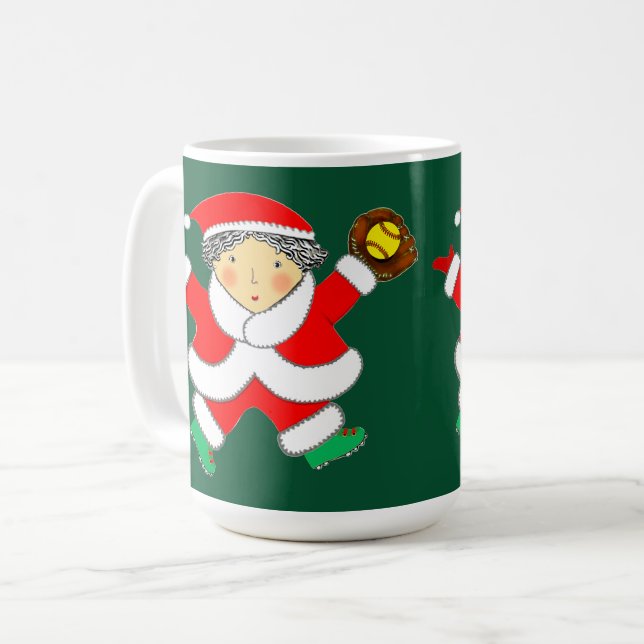 Softball-Weihnachtsgeschenk Kaffeetasse (Vorderseite Links)