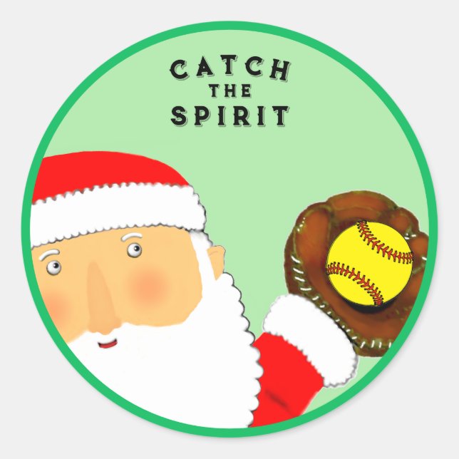 Softball-Weihnachtsgeschenk Runder Aufkleber (Vorderseite)