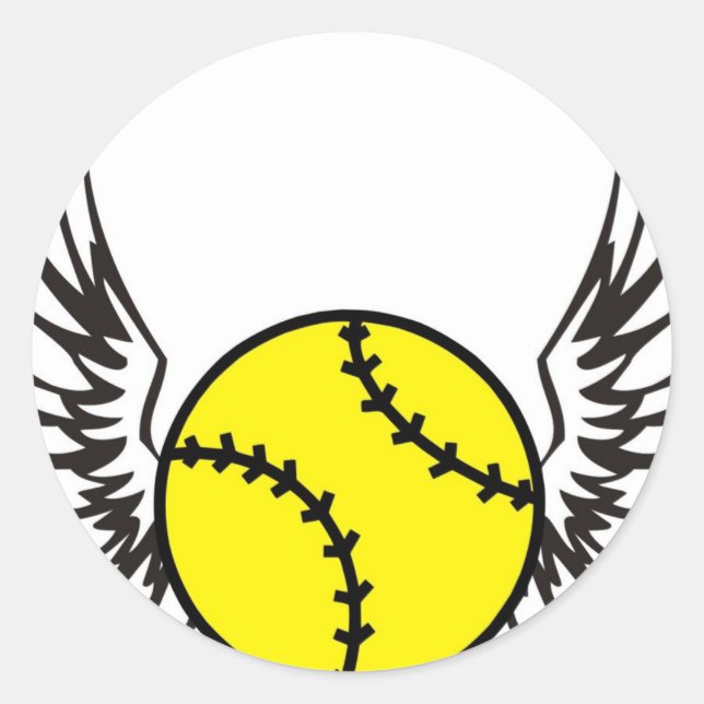 Softball Wings Runder Aufkleber (Vorderseite)