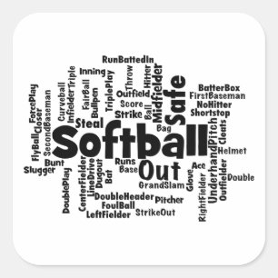 Softball Word Cloud Quadratischer Aufkleber