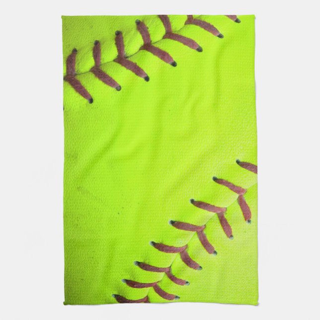 Softball Yellow Fast Pitch 8U Serviette de cuisine (Vertical)