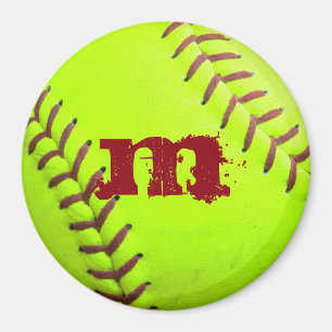 Softball Yellow Fast Pitch Monogramme Aimant initi