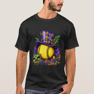 Softball-Zylinder-Maskenperlen Mardi Gras Männer F T-Shirt