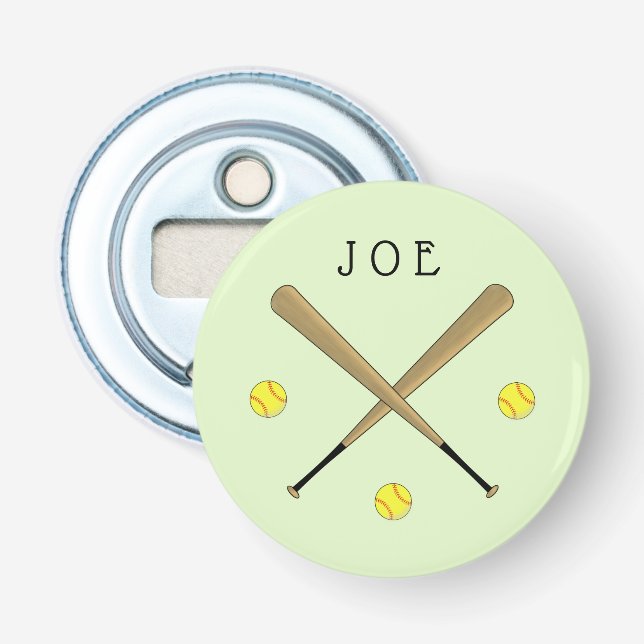 Softballschläger personalisiert grün flaschenöffner (Vorderseite)