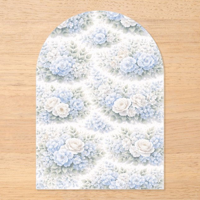 SoftBlue Floral Pattern Elegant Romantic Botanical Acryleinladungen (Vorderseite)