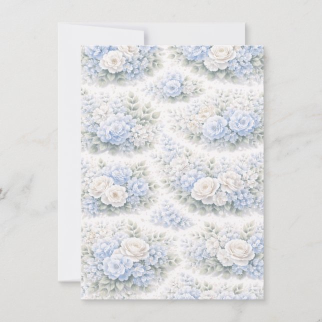 SoftBlue Floral Pattern Elegant Romantic Botanical Ankündigung (Vorderseite)