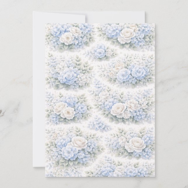 SoftBlue Floral Pattern Elegant Romantic Botanical Einladung (Vorderseite)
