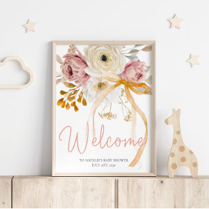 Softes Herbst-Frühlings-Blumen-Baby-Shower-Willkom Poster
