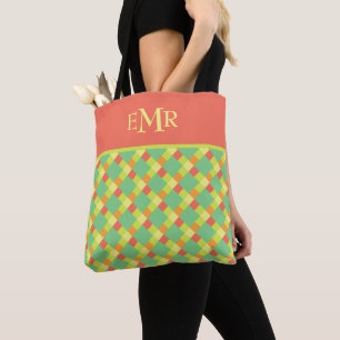 Softes Sommer-Kachel-Streifen-Monogramm Tasche