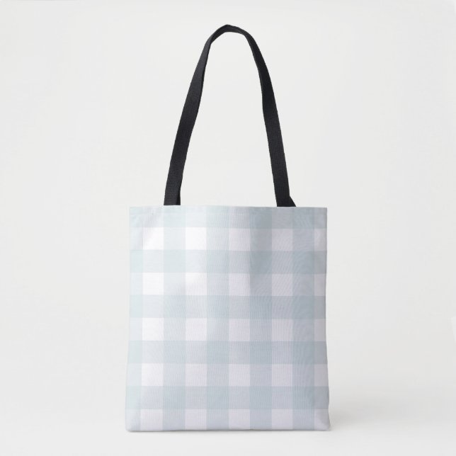 Softest Powder Light Blue Gingham Karo Kariert Tasche (Vorderseite)
