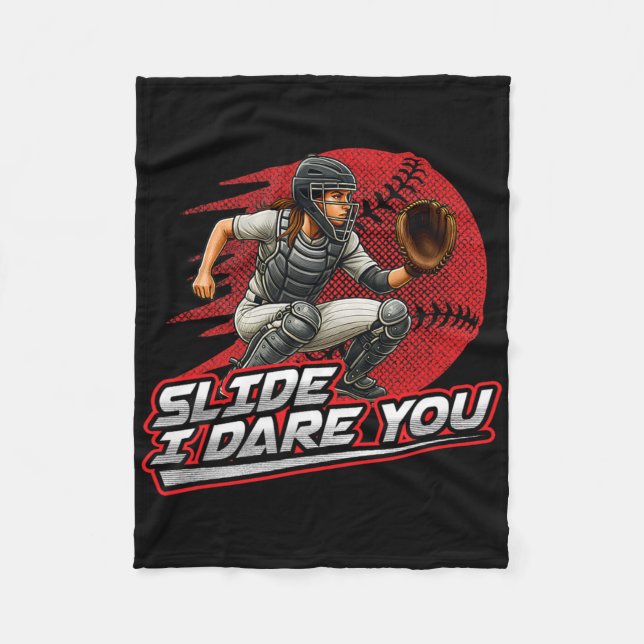 Softll Catcher Slide Ich fordere dich Starkes Mädc Fleecedecke (Vorderseite)