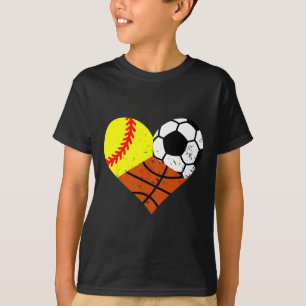 Softll Fußball Skizze Herz Lustiger Sport Spieler T-Shirt